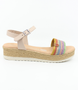 Nude Multi girls’ woven leather platform sandal with ankle strap and cushioned footbed.