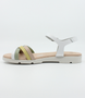 White Multi girls’ multi‑strap leather flat sandal with ankle strap and cushioned footbed.