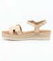 Nude girls’ cut‑out leather platform sandal with ankle strap and cushioned footbed.