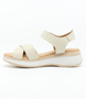 Ice women’s criss‑cross leather platform sandal with hook‑and‑loop ankle strap and cushioned footbed.