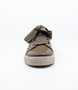 Nocciola women’s leather casual sneaker with oversized laces, side zip and cushioned removable insole.