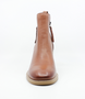 Marrone women’s leather ankle boot with side zip and stacked block heel.