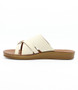 Bone women’s criss‑cross textured flat slide sandal with wrapped toe loop and cushioned footbed.