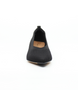 Black women’s ribbed flyknit low‑heel pump with pointed toe and cushioned footbed.
