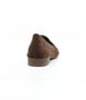 Chocolate women’s micro‑suede pointed‑toe loafer with penny strap and cushioned footbed.