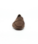 Chocolate women’s micro‑suede pointed‑toe loafer with penny strap and cushioned footbed.