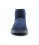 Navy kids’ micro‑suede ankle boot with hook‑and‑loop closure, reinforced heel and treaded outsole.