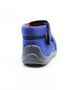 Navy boys’ soft synthetic fabric indoor slipper with space motif, hook‑and‑loop strap and flexible sole.