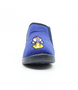 Navy boys’ soft synthetic fabric indoor slipper with space motif, hook‑and‑loop strap and flexible sole.