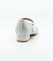 White girls’ glitter PU dress shoe with rhinestone upper, low block heel and hook‑and‑loop strap.