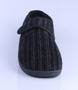 Black men’s ribbed fabric closed‑back slipper with hook‑and‑loop strap and cushioned footbed.