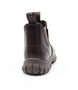 Brown kids’ leather ankle boot with elastic gussets, pull tabs and durable outsole.