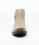 Dark Stone women’s leather ankle boot with dual side zips, detailed stitching and low stacked heel.