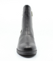 Black women’s leather ankle boot with side zip, rounded toe and mid‑height block heel.