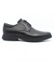 Black men’s leather lace‑up dress shoe with rounded toe and cushioned sole.