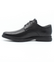 Black men’s leather lace‑up dress shoe with rounded toe and cushioned sole.