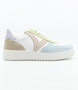 Multi women's synthetic leather trainer with multicoloured leather details, suede panels and perforated toe.