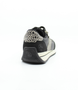 Schwarz women's leather sneaker with leopard-print accents, side zipper and cushioned footbed.