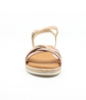 Nude girls' leather sandal with crossover straps, woven detailing, buckle fastening and cushioned footbed.