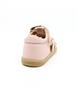 Ballet Pink girls' leather sandal with closed heel, woven straps and hook-and-loop fastening.