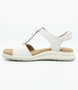 White women's leather comfort sandal with adjustable straps, padded insoles and flexible rubber sole.