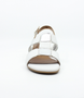 White Silver women's leather sandal with crossover straps, padded insoles and block heel.