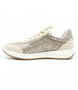Beach Cashmere women's mixed-material comfort sneaker with lace-up front, side zip and flexible sole.