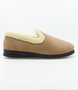 Camel women's micro-suede closed-back slipper with micro-terry lining and flexible sole.