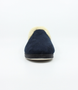 Navy women's micro-suede closed-back slipper with micro-terry lining and flexible sole.