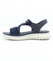 Navy women's Y-back elastic sandal with double adjustable straps and cushioned sole.