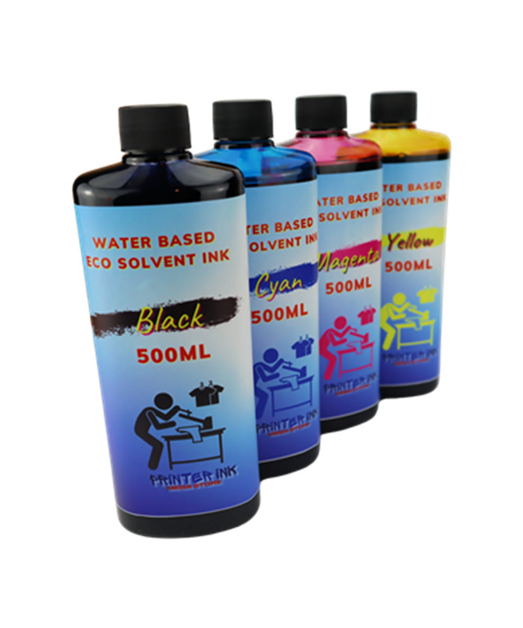 Water Based Eco Solvent Ink 4- 500ml bottles for Epson WorkForce ST-C8000 ST-C8090 Printers