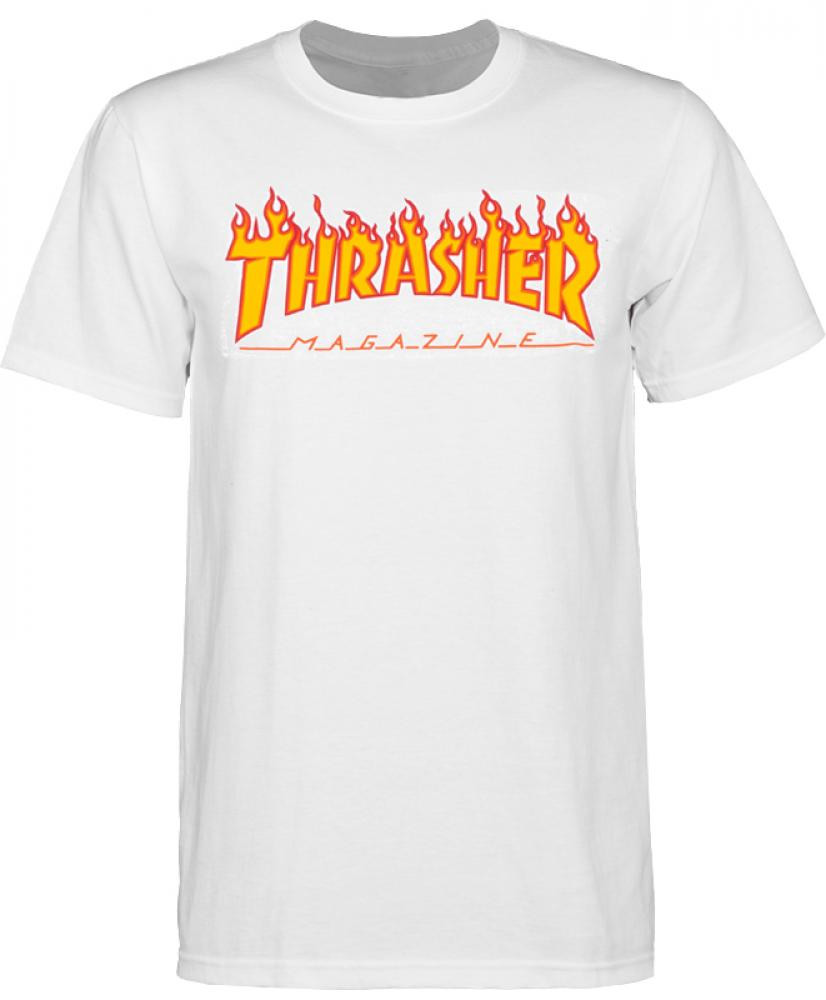 white and black thrasher shirt