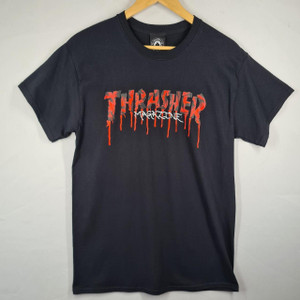 Thrasher Skateboard Magazine Blood Drip Tee- Black