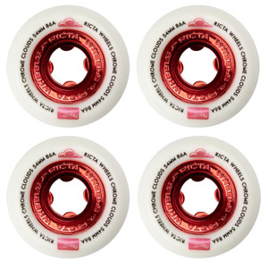 Ricta Chrome Core Clouds Hybrid Skateboard Wheels 86A - White/Red