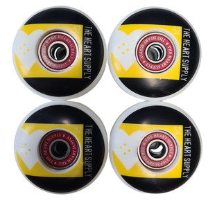 The Heart Supply 52mm 99a Skateboard Wheels + Abec 7 Bearings - White/Yellow The Heart Supply 52mm 99a Skateboard Wheels + Abec 7 Bearings - White/Yellow