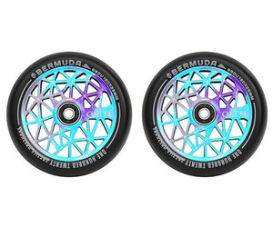 Oath Bermuda 110mm Stunt Scooter Wheels - Pair - Green/Pink/Black