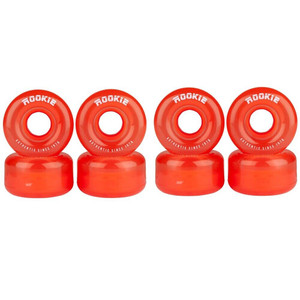 Rookie Quad Roller Skate Wheels - Set Of 8 - Indoor/Outdoor - Clear Red