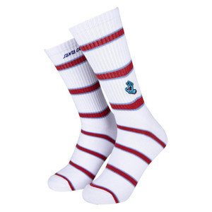 Santa Cruz Skateboards Screaming Hand Stripe Socks - White/Red Santa Cruz Skateboards Screaming Hand Stripe Socks - White/Red