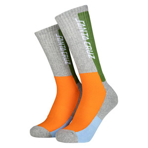 Santa Cruz Skateboards Strip Panel Socks - Light Grey / Orange