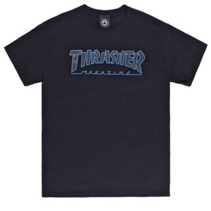 Thrasher Skateboard Magazine Outlined Tee - Black/Black