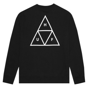 Huf Worldwide Triple Triangle Crew Sweatshirt - Black Huf Worldwide Triple Triangle Crew Sweatshirt - Black