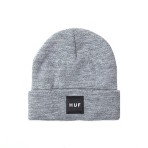 HUF Worldwide Essentials Box Logo Beanie Hat - Heather Grey HUF Worldwide Essentials Box Logo Beanie Hat - Heather Grey
