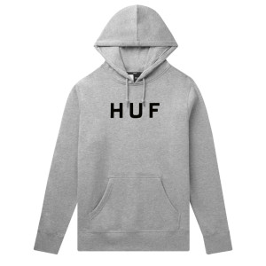 HUF Worldwide Essentials OG Logo Pullover Hoodie - Heather Grey HUF Worldwide Essentials OG Logo Pullover Hoodie - Heather Grey