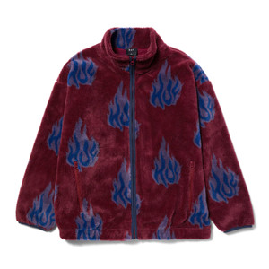 HUF Worldwide Flamin Zip Sherpa Fleece - Berry