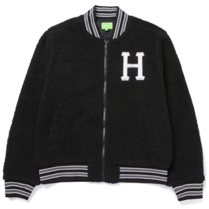 HUF Worldwide Sherpa Varsity Jacket - Black HUF Worldwide Sherpa Varsity Jacket - Black