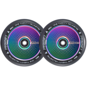 Fasen 120mm Prodigy Dots Hollow Core Stunt Scooter Wheels - Pair - Black/Oil Slick