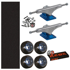 Skateboard Builder Kit - Bones Reds - Bearings - Trucks-  Wheels - Bolts - Griptape - Blue Skateboard Builder Kit - Bones Reds - Bearings - Trucks-  Wheels - Bolts - Griptape - Blue