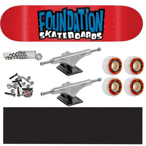 Foundation From The 90s Custom 8" Skateboard Complete - Black/Red Foundation From The 90s Custom 8" Skateboard Complete - Black/Red