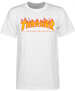 Thrasher Skateboard Magazine Flame Logo Tee - White Thrasher Skateboard Magazine Flame Logo Tee - White