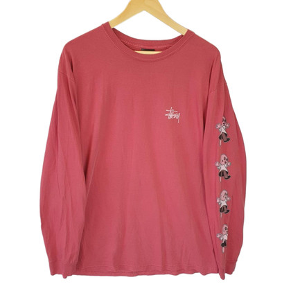 Stussy Dolls Pigment Dyed Long Sleeve Tee - Salmon Pink